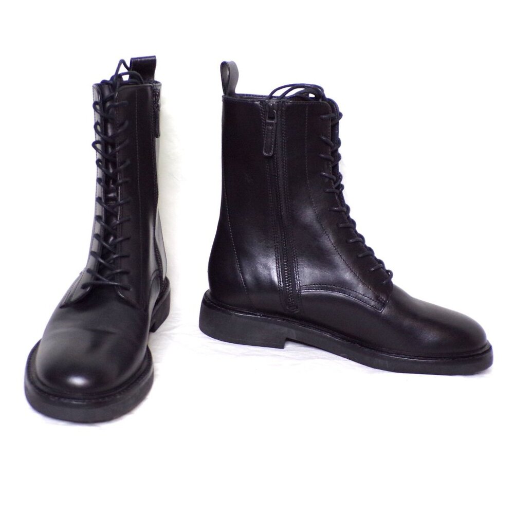 🆕 TORY BURCH Double T Ankle Moto Combat Boot 8.5 Black - Picture 6 of 12